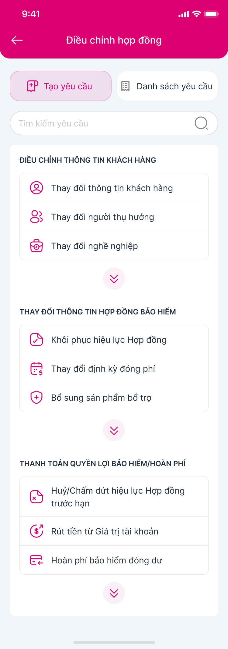 Màn hình Điều chỉnh hợp đồng